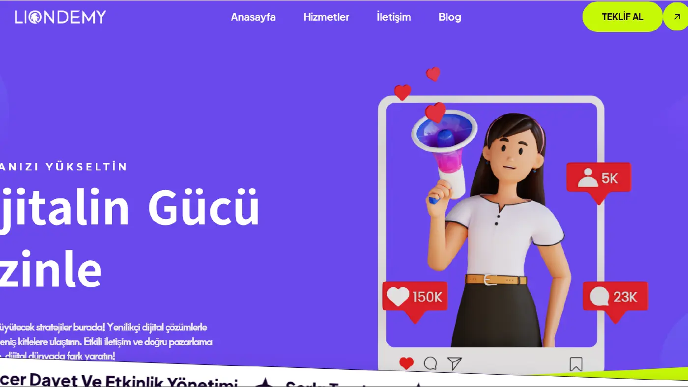 Liondemy web sitesi ekran görüntüsü