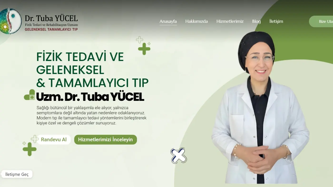 Dr. Tuba Yücel web sitesi ekran görüntüsü